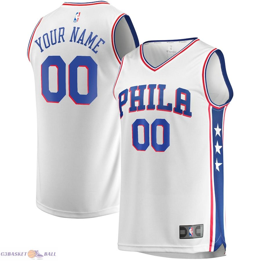 Youth Philadelphia 76ers Fanatics White Fast Break Custom Replica Jersey - Association Edition