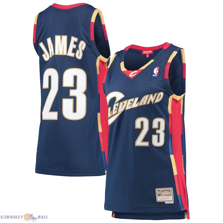 Women's Cleveland Cavaliers LeBron James Mitchell & Ness Navy Hardwood Classics Swingman Jersey