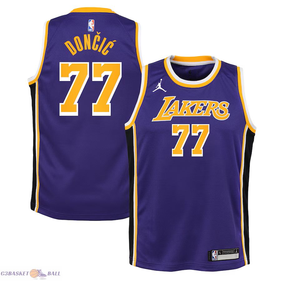 Los Angeles Lakers Jordan Brand Statement Edition Swingman Jersey - Purple - Luka Dončić - Youth