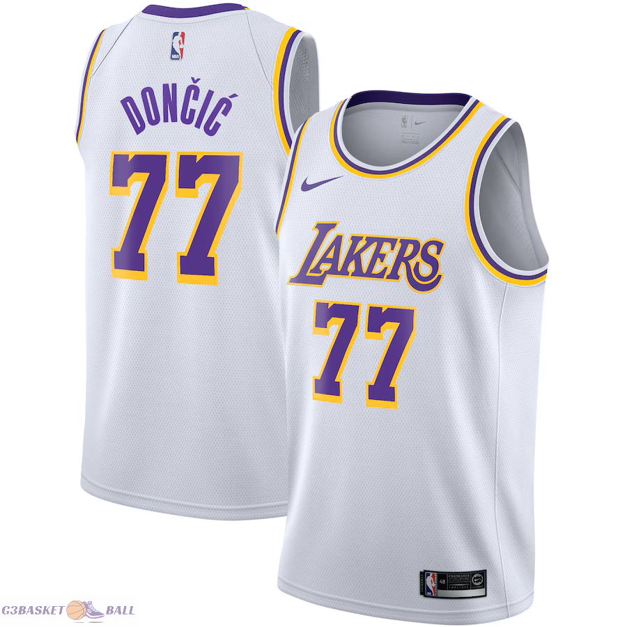 Los Angeles Lakers Nike Association Edition Swingman Jersey - White - Luka Dončić - Youth