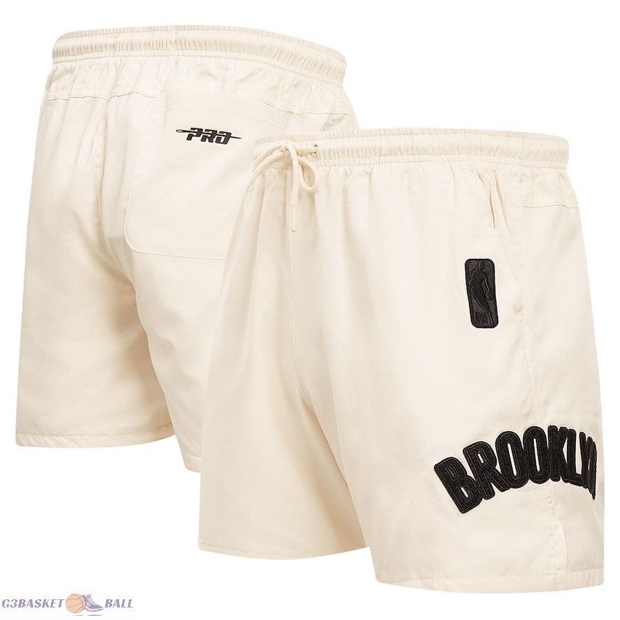 Men's Brooklyn Nets Pro Standard Cream Triple Tonal Woven Shorts