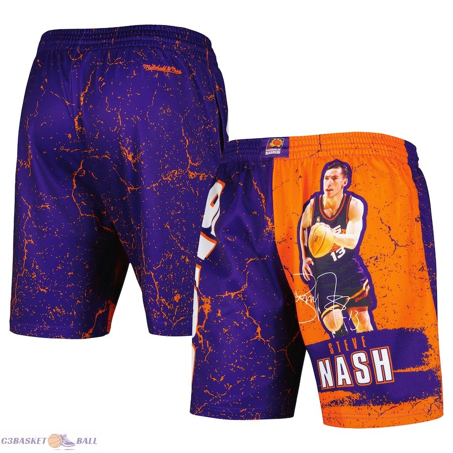 Men's Phoenix Suns Steve Nash Mitchell & Ness Purple Hardwood Classics Player Burst Shorts