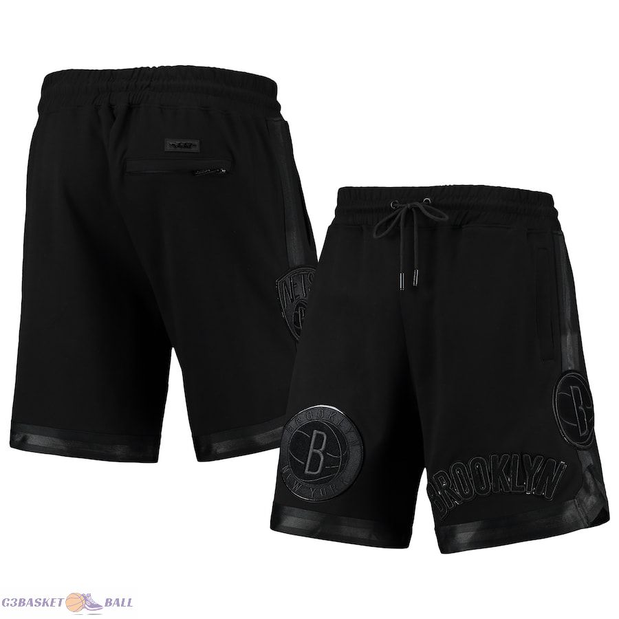 Men's Brooklyn Nets Pro Standard Triple Black Gloss Logo Shorts