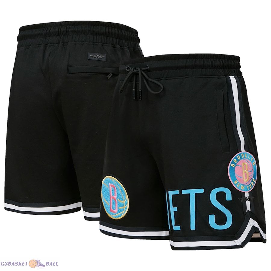 Men's Brooklyn Nets Pro Standard Black Washed Neon Shorts