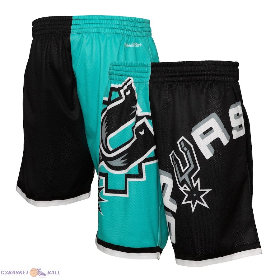 Men's San Antonio Spurs Mitchell & Ness Teal Big Face 5.0 Fashion Shorts