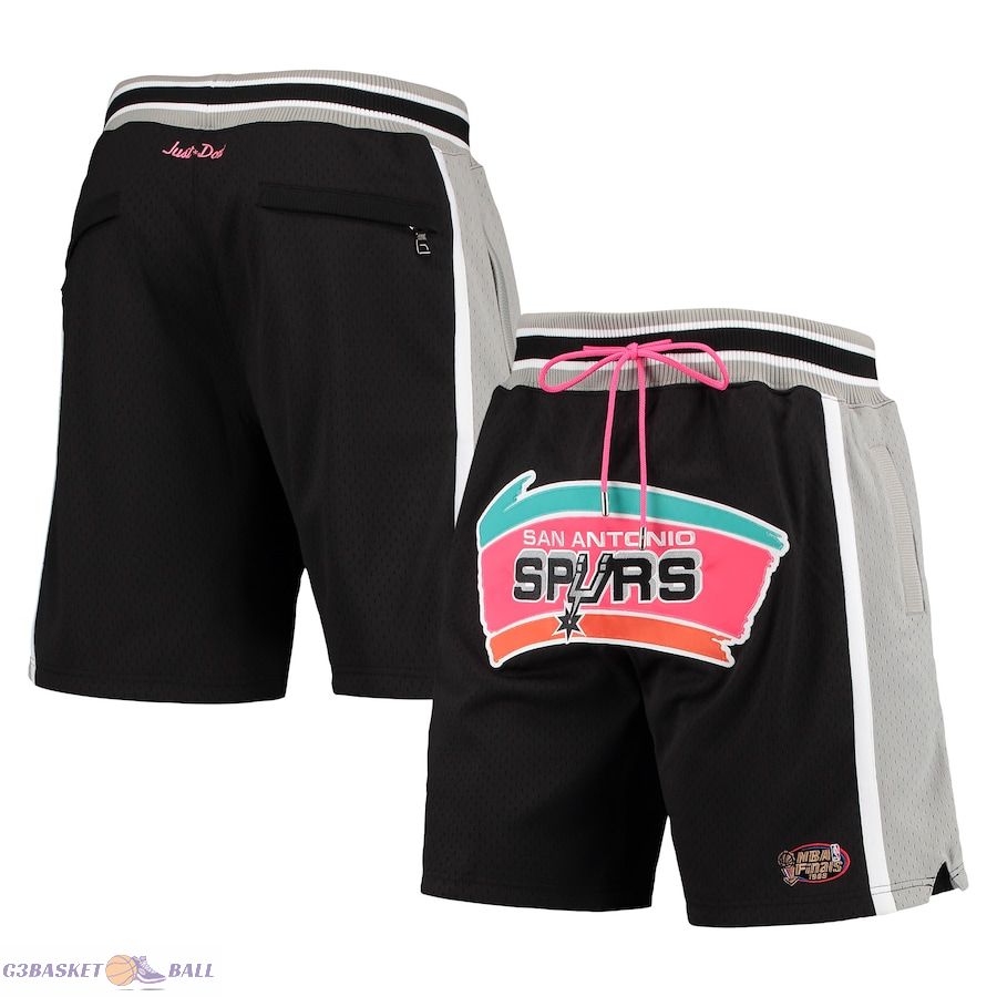 Men's San Antonio Spurs Mitchell & Ness Black Hardwood Classics 1999 NBA Finals Just Don Shorts