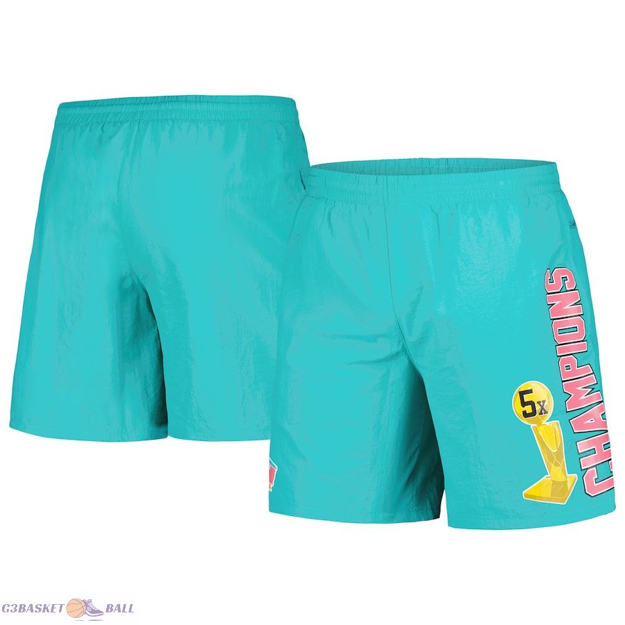 Men's San Antonio Spurs Mitchell & Ness Teal 5x Champions Heritage Shorts