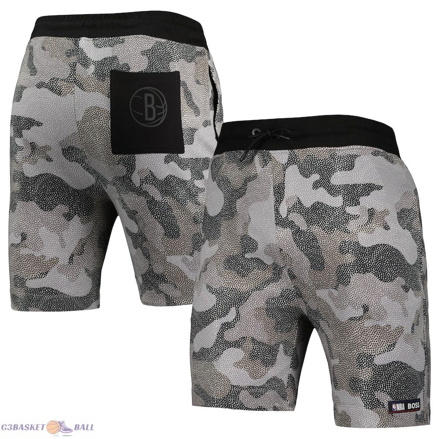 Men's Brooklyn Nets NBA x Hugo Boss Black Slam Camo Shorts Men's Brooklyn Nets NBA x Hugo Boss Black Slam Camo Shorts