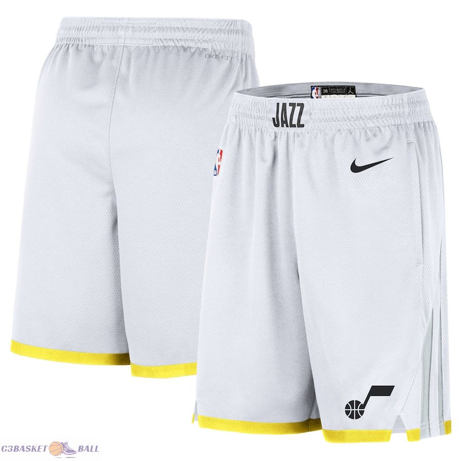 Men's Utah Jazz White 2022/23 Swingman Performance Shorts - Association Edition