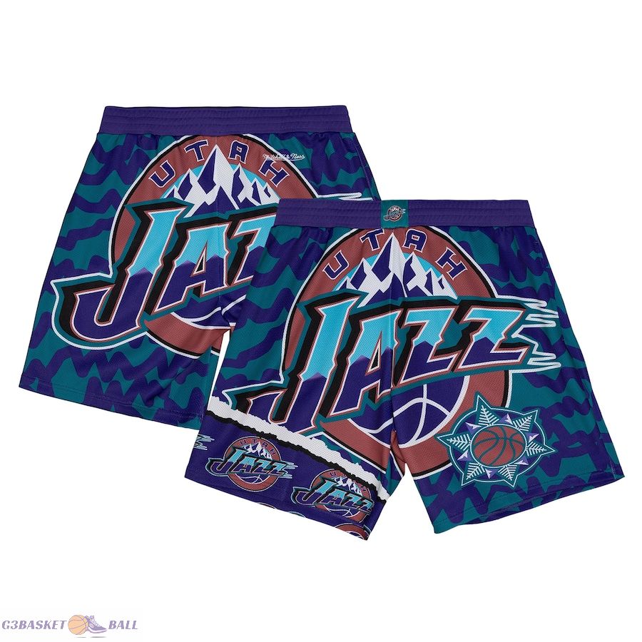 Men's Utah Jazz Mitchell & Ness Turquoise/Purple Jumbotron 2.0 Sublimated Shorts