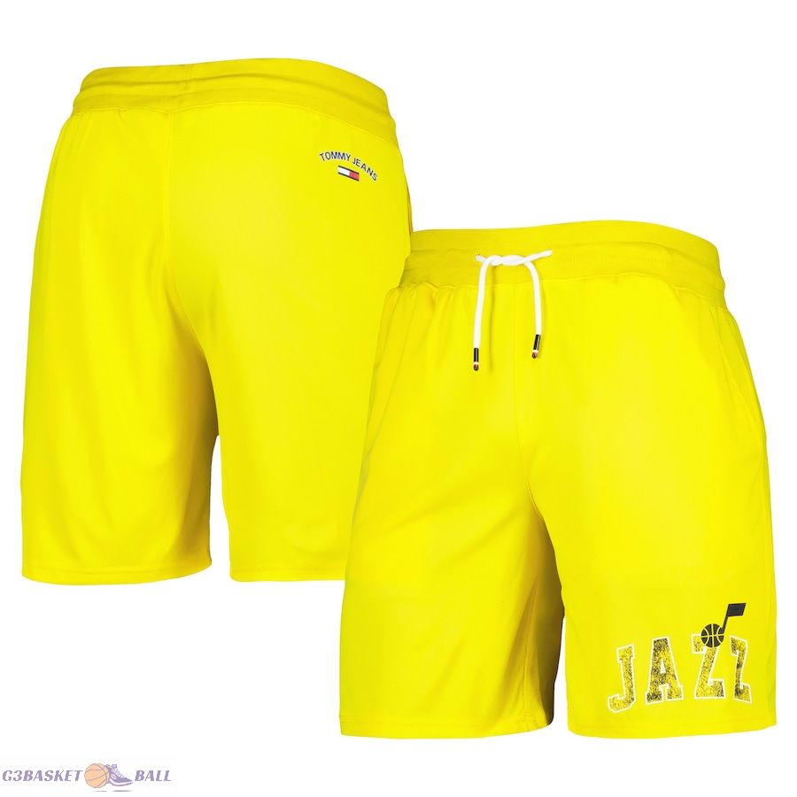 Men's Utah Jazz Tommy Jeans Yellow Mike Mesh Basketball Shorts