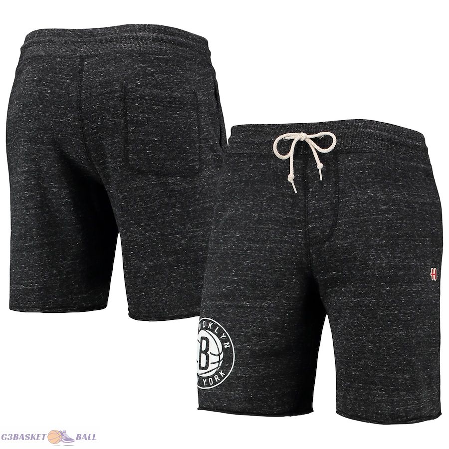 Men's Brooklyn Nets Homage Charcoal Primary Logo Tri-Blend Sweat Shorts