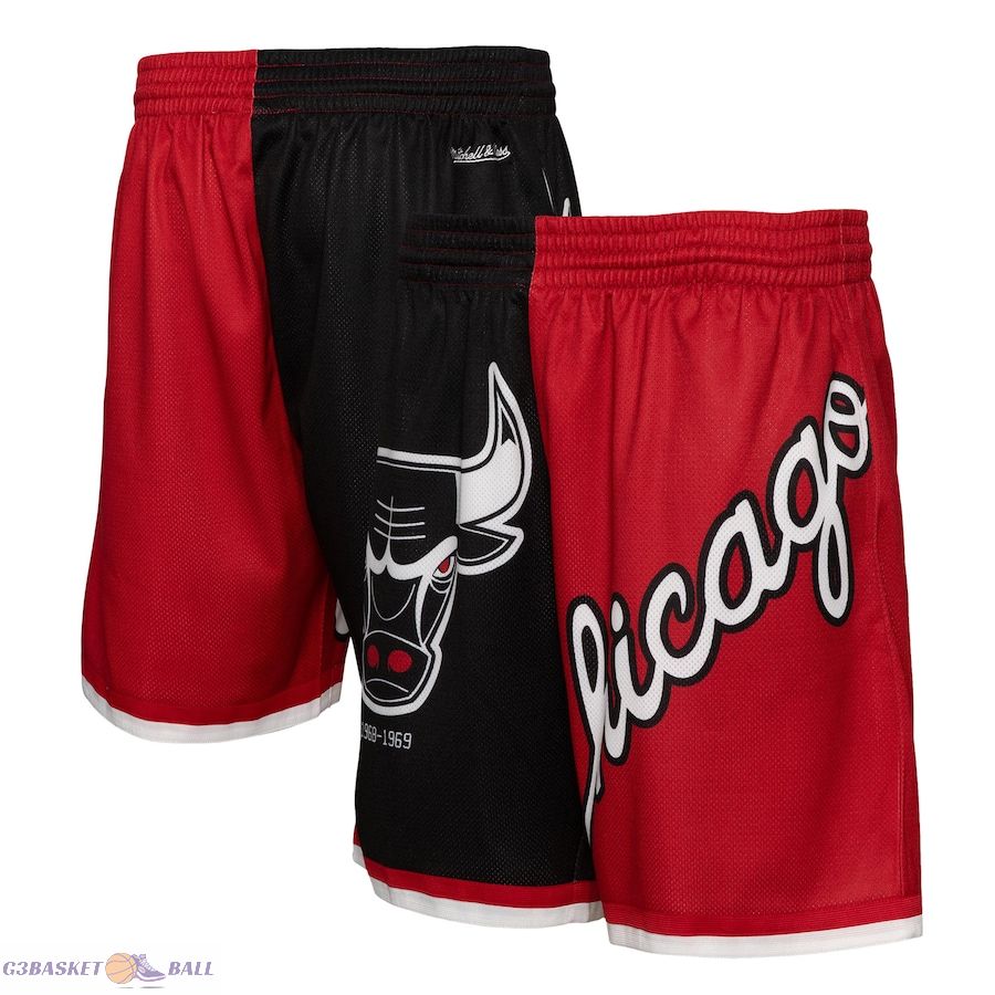 Men's Chicago Bulls Mitchell & Ness Black Big Face 5.0 Fashion Shorts