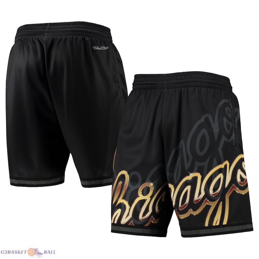 Men's Chicago Bulls Mitchell & Ness Black Big Face 4.0 Fashion Shorts