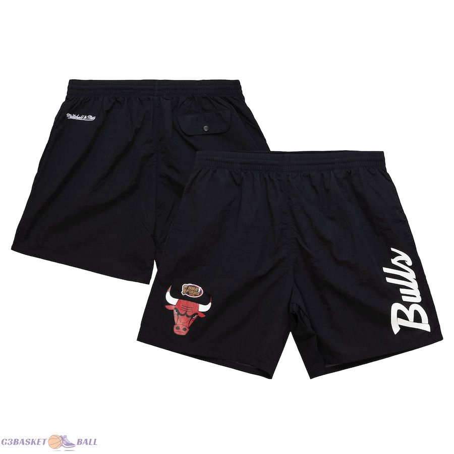 Men's Chicago Bulls Mitchell & Ness Black Team Essentials Nylon Shorts