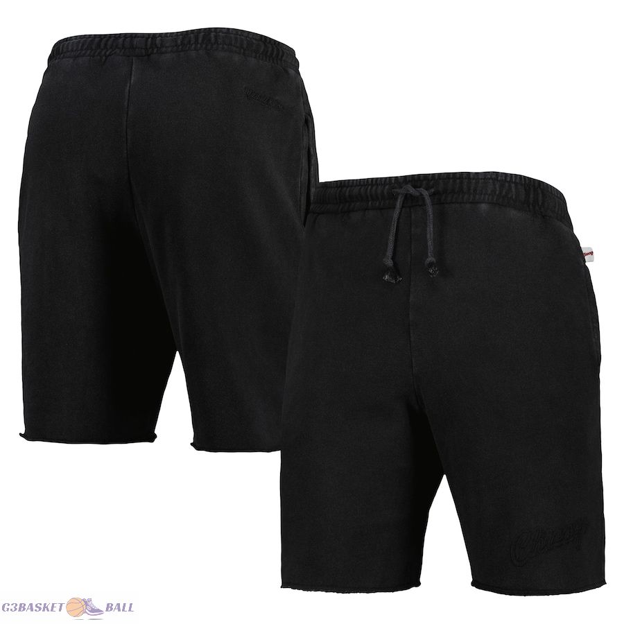 Men's Chicago Bulls Mitchell & Ness Black French Terry Tonal Fleece Shorts