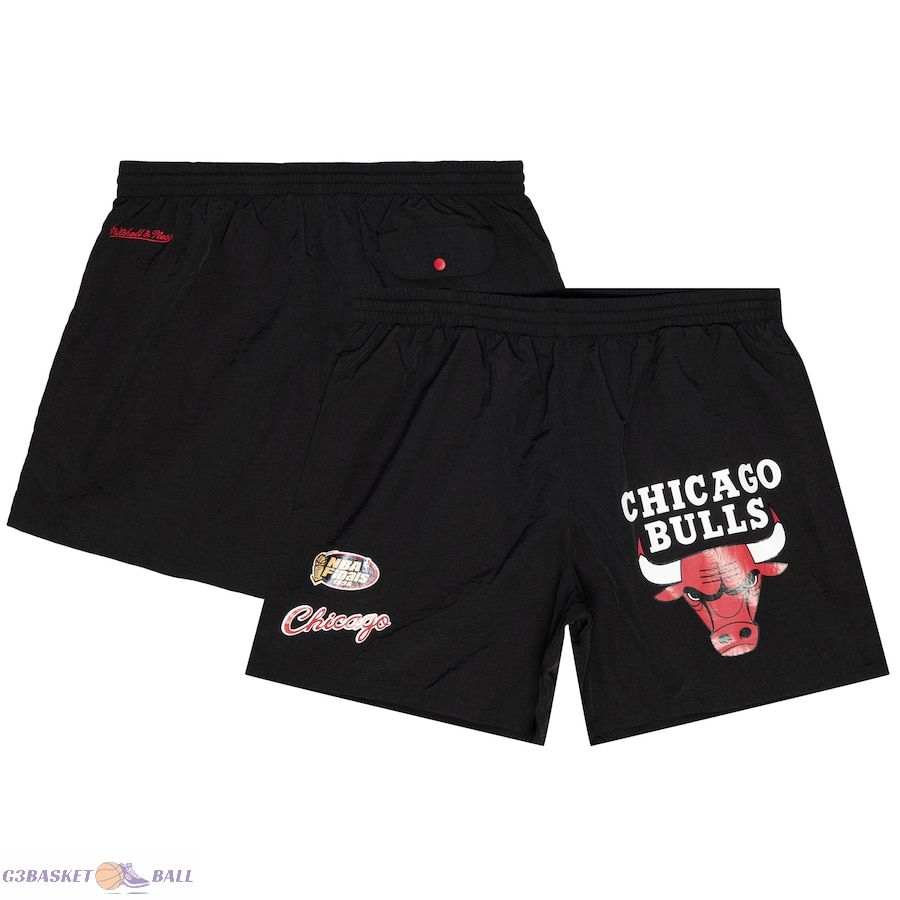 Men's Chicago Bulls Mitchell & Ness Black Woven Shorts
