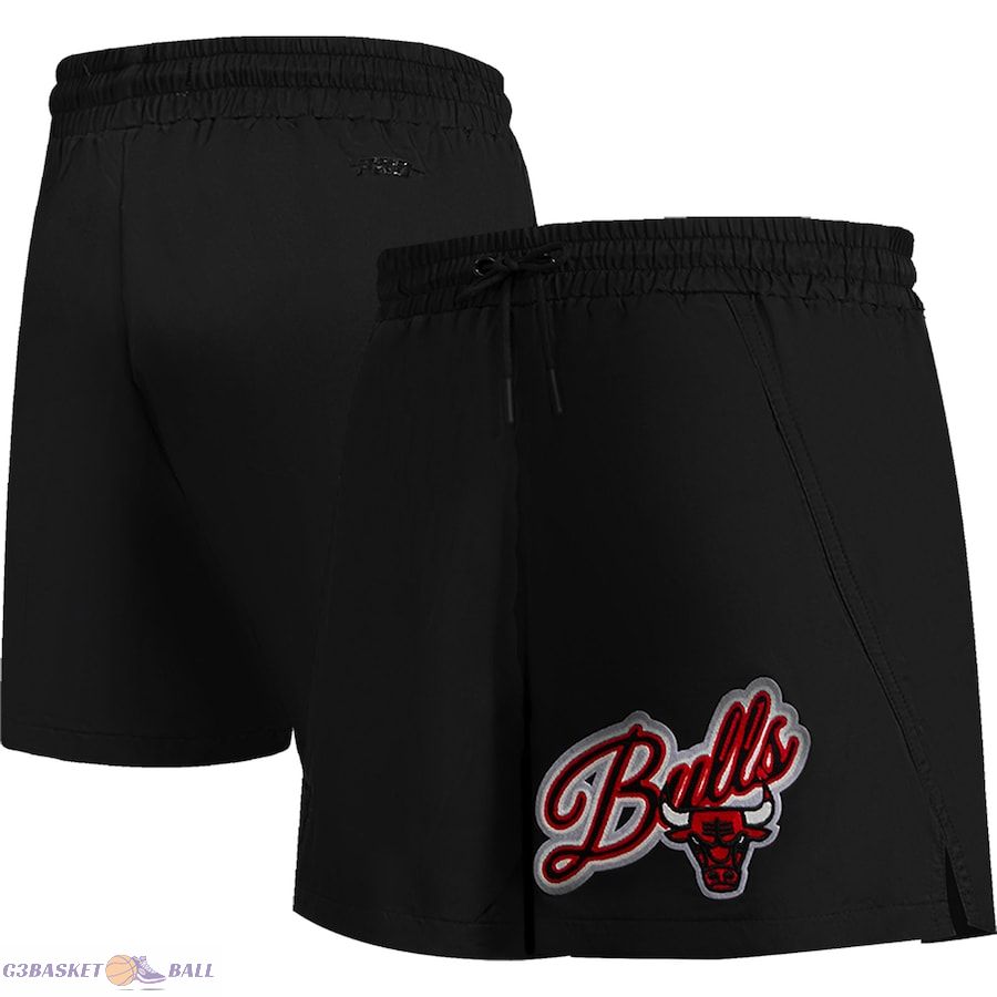 Women's Chicago Bulls Pro Standard Black Script Woven Shorts