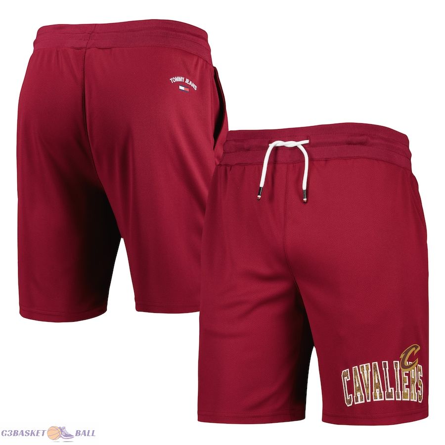 Men's Cleveland Cavaliers Tommy Jeans Wine Mike Mesh Basketball Shorts