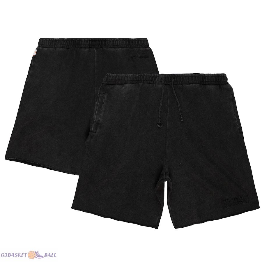 Men's Atlanta Hawks Mitchell & Ness Black Lightweight Fleece Shorts