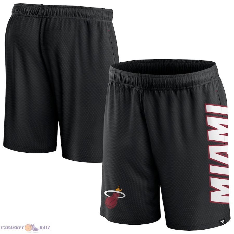 Men's Miami Heat Fanatics Black Post Up Mesh Shorts