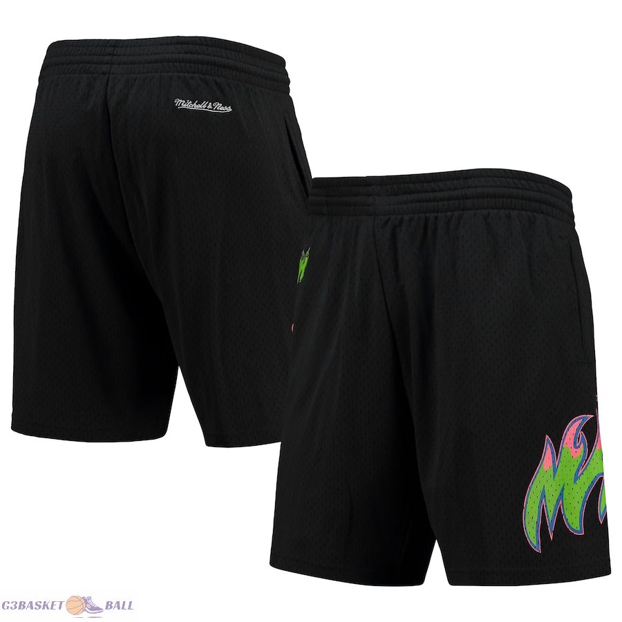 Men's Miami Heat Mitchell & Ness Black Hardwood Classics Color Bomb Energy Shorts