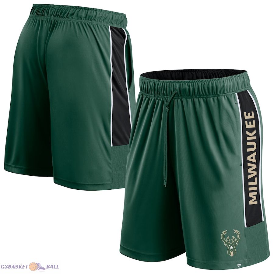 Men's Milwaukee Bucks Fanatics Hunter Green Game Winner Defender Shorts