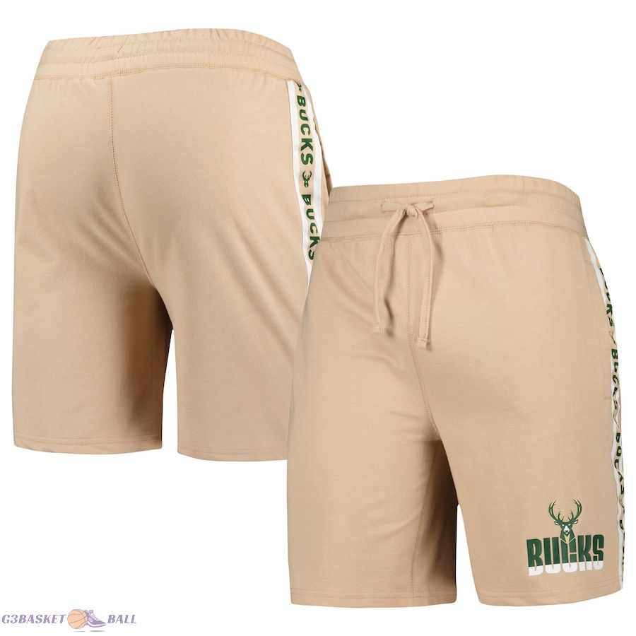 Men's Milwaukee Bucks Concepts Sport Tan Team Stripe Shorts