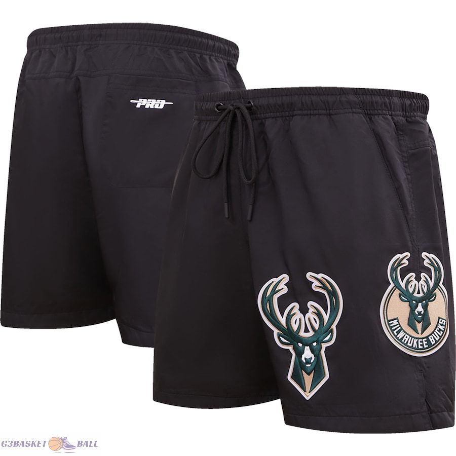 Men's Milwaukee Bucks Pro Standard Black Classics Woven Shorts