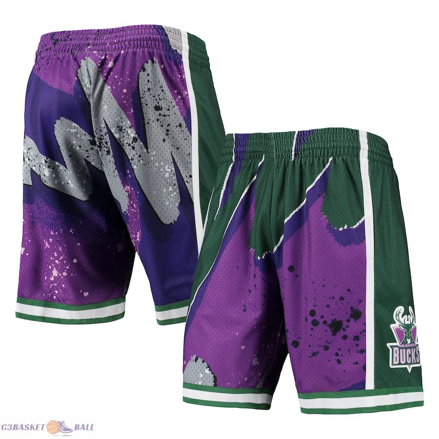 Men's Milwaukee Bucks Mitchell & Ness Purple Hardwood Classics 2000 Hyper Hoops Swingman Shorts