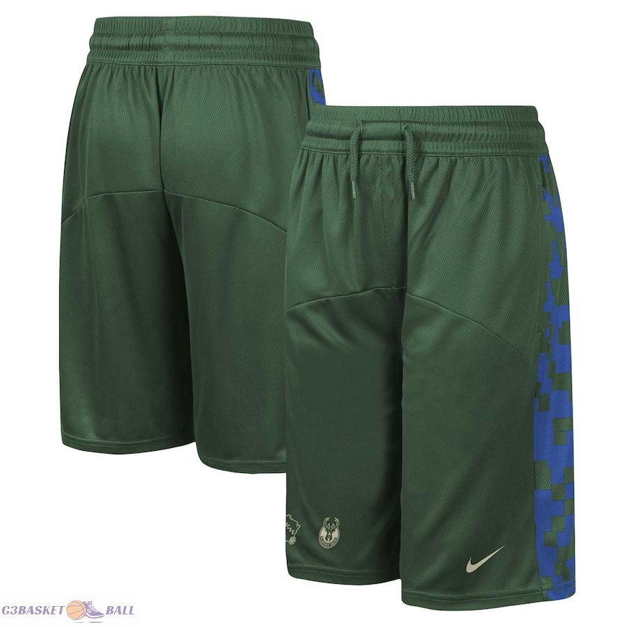 Youth Milwaukee Bucks Hunter Green Courtside Starting Five Team Shorts