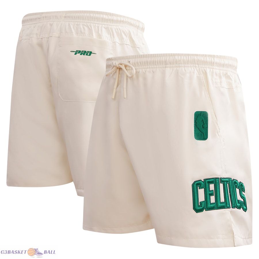 Men's Boston Celtics Pro Standard Cream Triple Tonal Woven Shorts