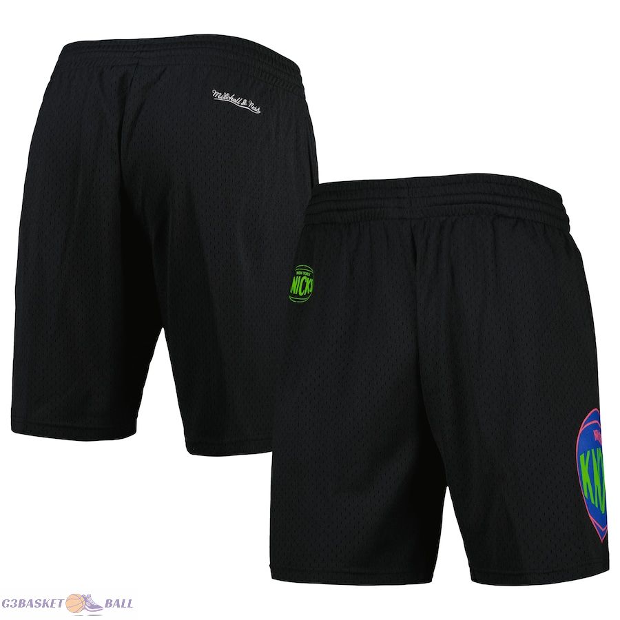 Men's New York Knicks Mitchell & Ness Black Hardwood Classics Color Bomb Energy Shorts