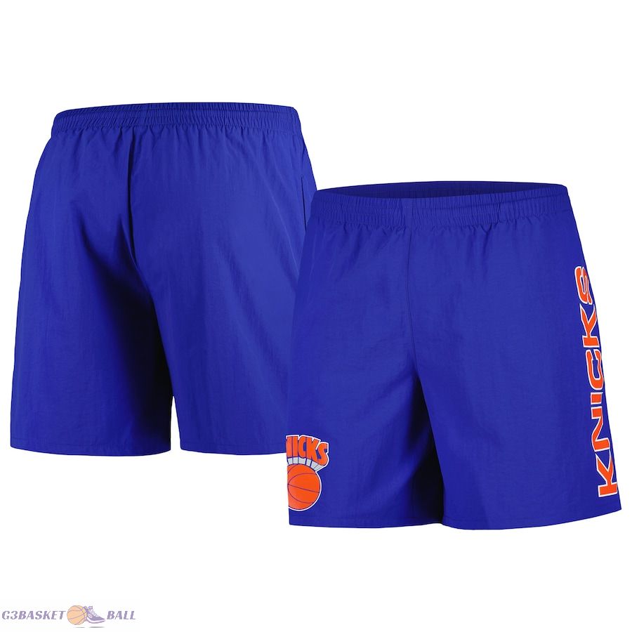 Men's New York Knicks Mitchell & Ness Blue Hardwood Classics 1990-1992 Throwback Logo Heritage Shorts