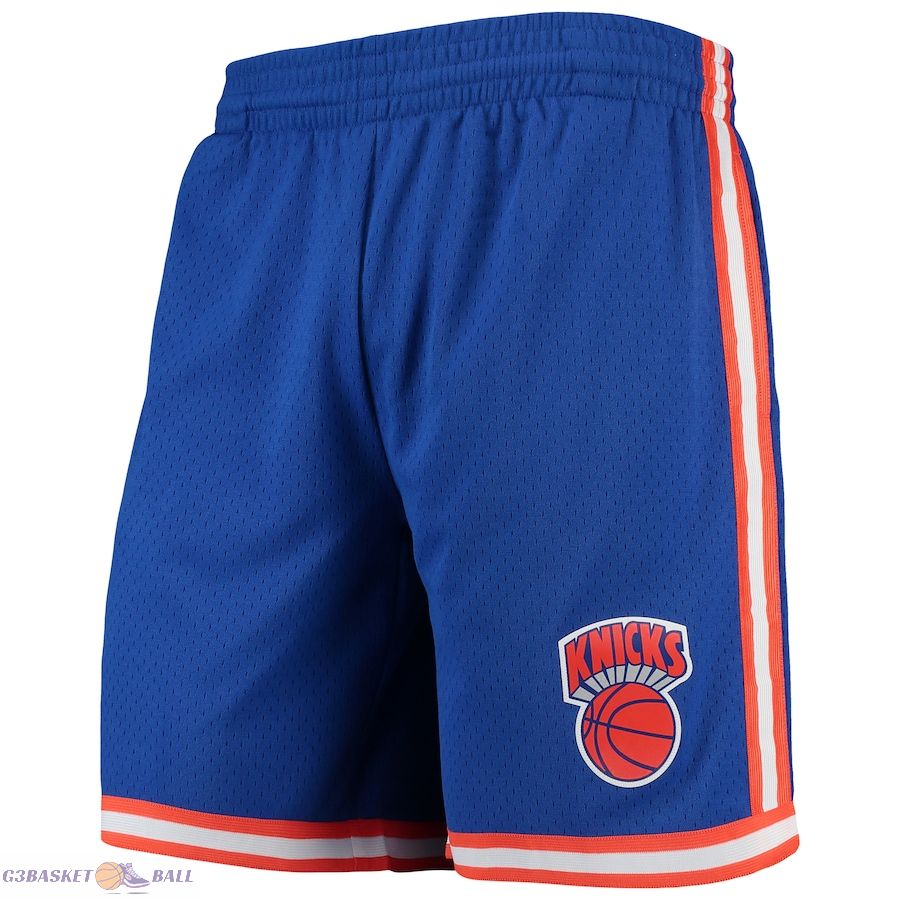 Men's New York Knicks Mitchell & Ness Royal Hardwood Classics Team Swingman Shorts