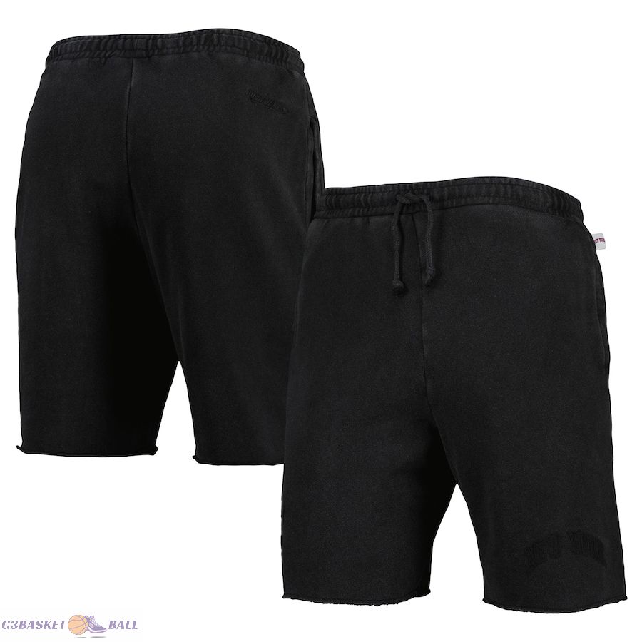 Men's New York Knicks Mitchell & Ness Black French Terry Tonal Fleece Shorts