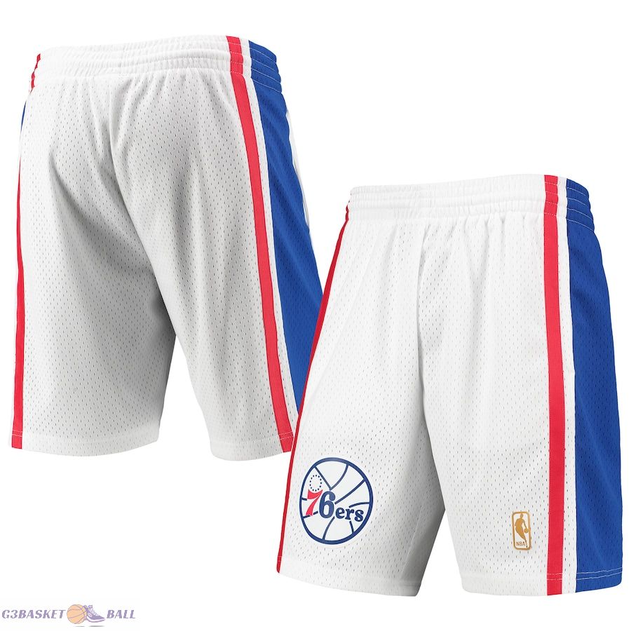Men's Philadelphia 76ers Mitchell & Ness White 1996-97 Hardwood Classics Swingman Shorts
