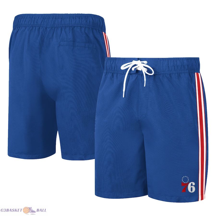 Men's Philadelphia 76ers G-III Sports by Carl Banks Royal/Red Sand Beach Volley Swim Shorts