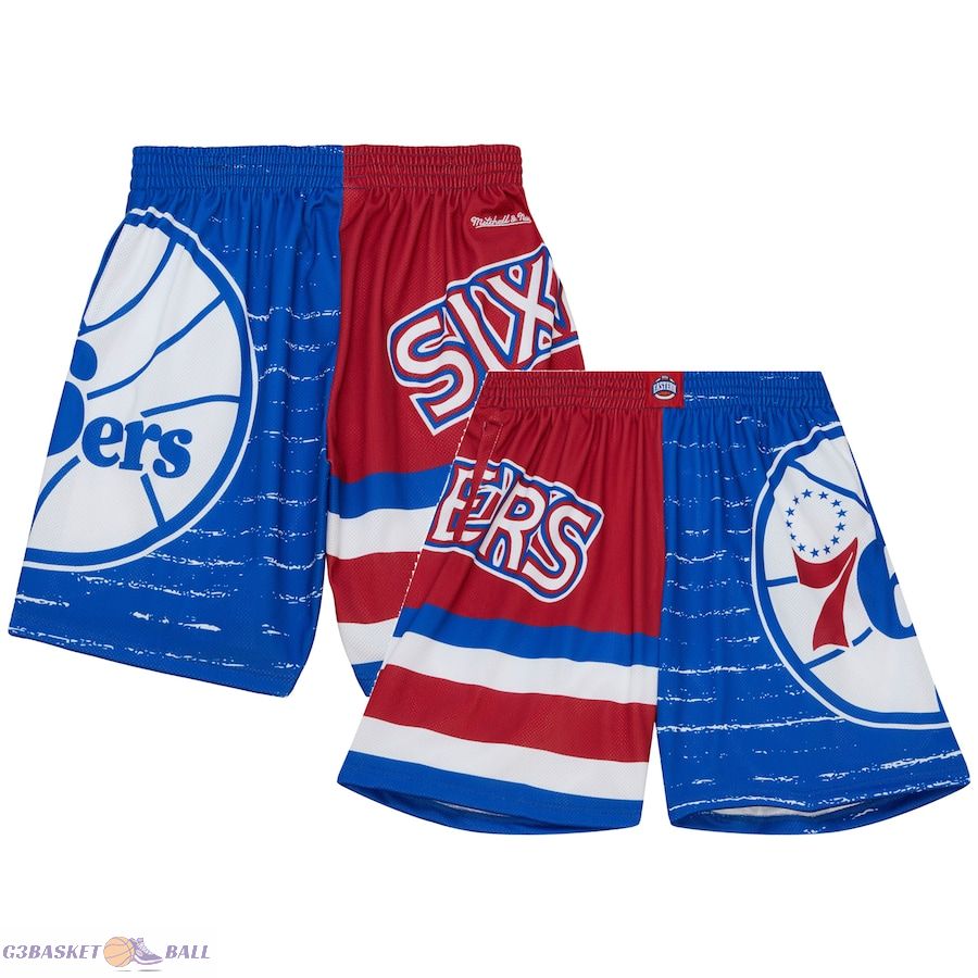 Men's Philadelphia 76ers Mitchell & Ness Royal/Red Jumbotron 3.0 Shorts