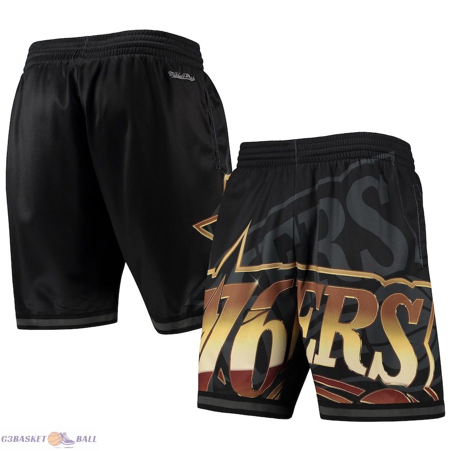 Men's Philadelphia 76ers Mitchell & Ness Black Big Face 4.0 Fashion Shorts