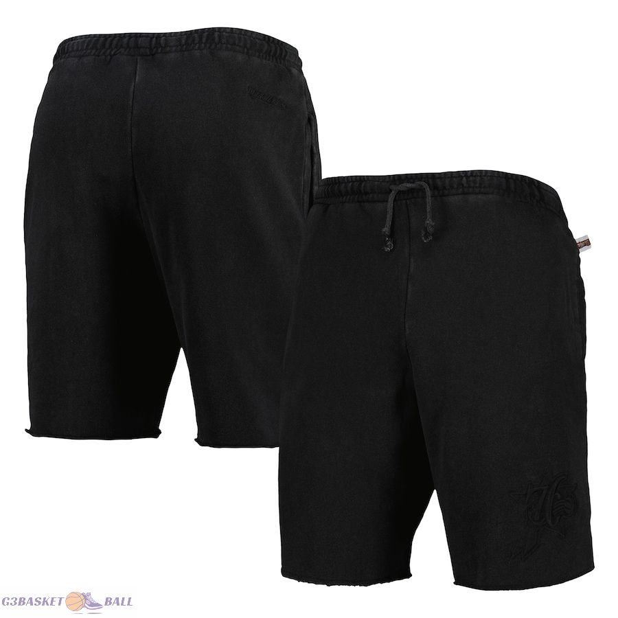 Men's Philadelphia 76ers Mitchell & Ness Black French Terry Tonal Fleece Shorts