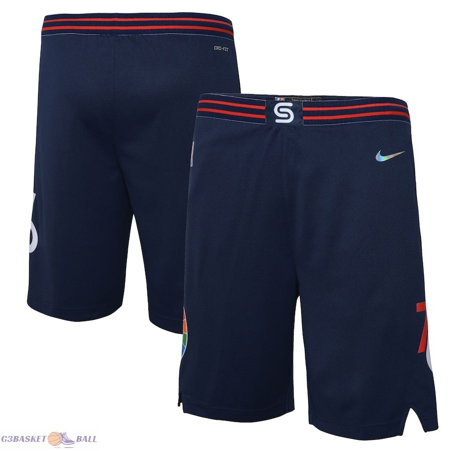 Youth Philadelphia 76ers Navy 2021/22 City Edition Courtside Swingman Shorts