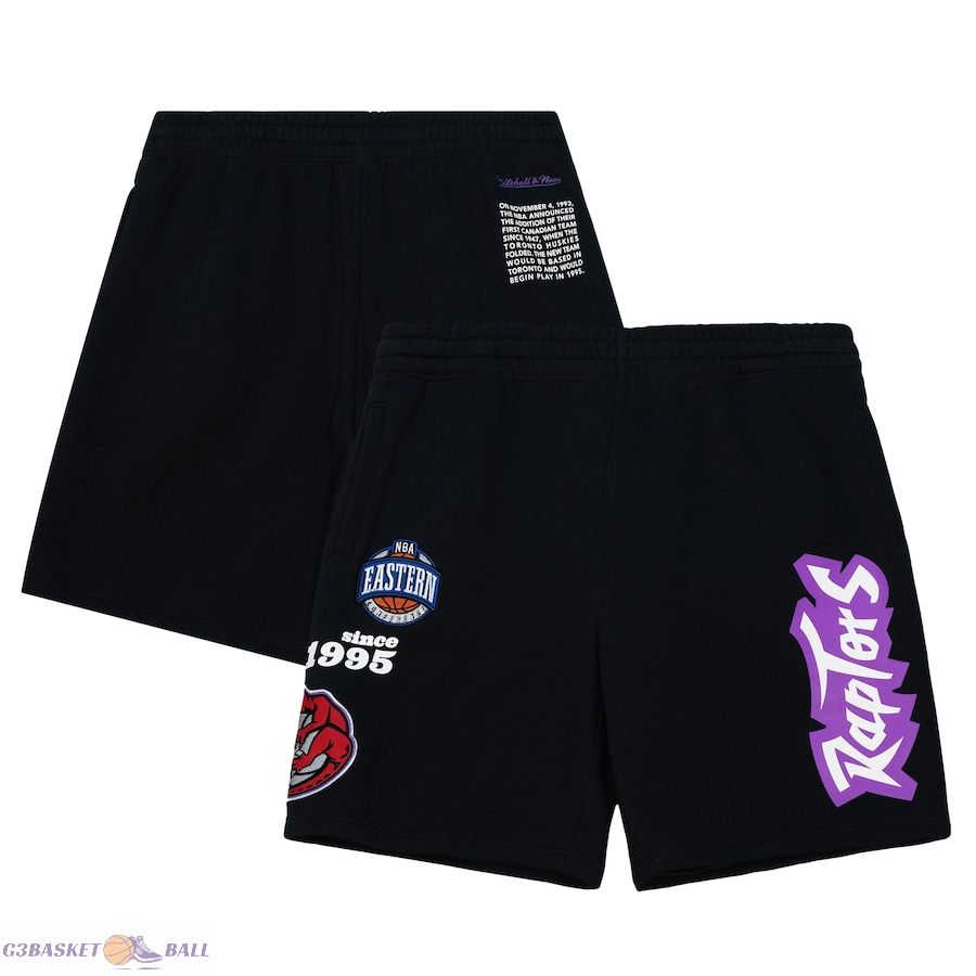 Men's Toronto Raptors Mitchell & Ness Black Team Origins Fleece Shorts