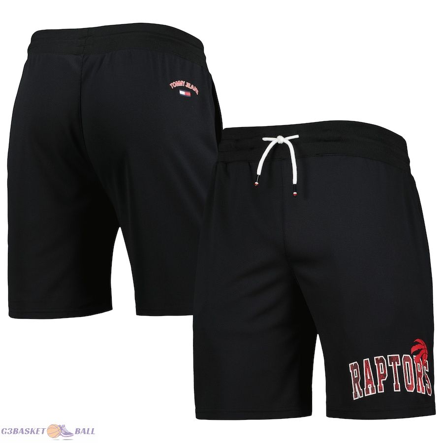 Men's Toronto Raptors Tommy Jeans Black Mike Mesh Basketball Shorts