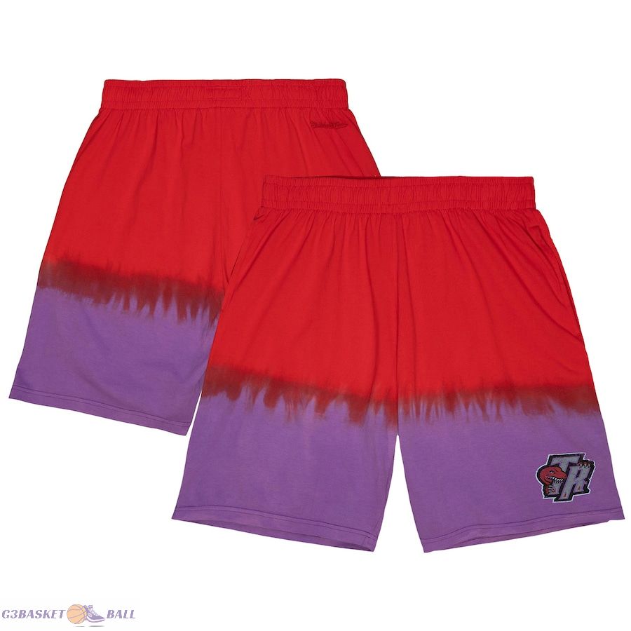 Men's Toronto Raptors Mitchell & Ness Red Tie-Dye Shorts