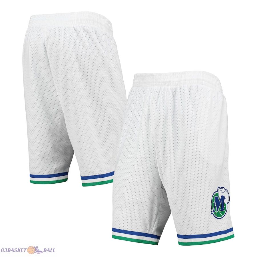 Men's Dallas Mavericks Mitchell & Ness White 1998-99 Hardwood Classics Swingman Shorts
