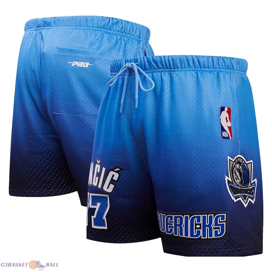 Men's Dallas Mavericks Luka Doncic Post Navy/Blue Ombre Name & Number Shorts
