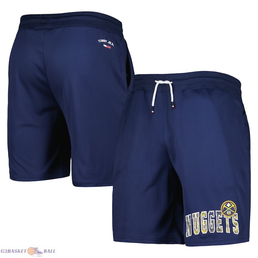 Men's Denver Nuggets Tommy Jeans Navy Mike Mesh Basketball Shorts