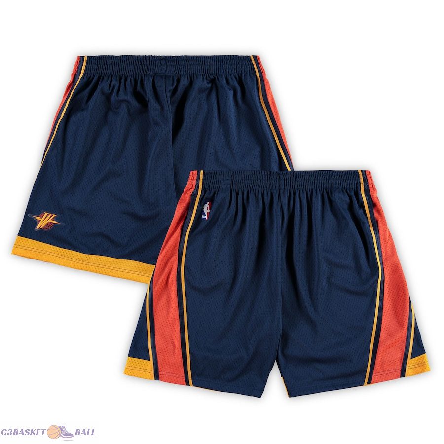 Men's Golden State Warriors Mitchell & Ness Navy Big & Tall Hardwood Classics Team Swingman Shorts