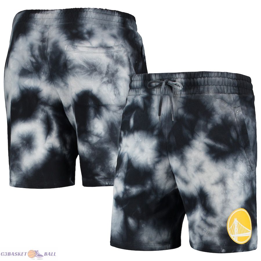 Men's Golden State Warriors New Era Black Fleece Tie-Dye Shorts